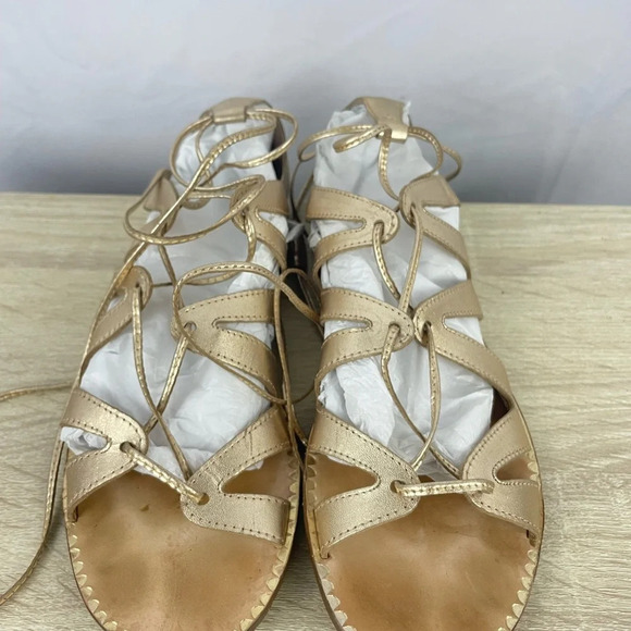 LILLY PULITZER Fit to be Tied Gladiator Sandals in Metallic Gold tassels 6.5 M - Picture 9 of 14